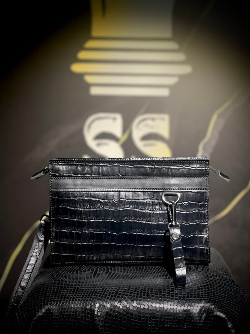 Black Croco-Leather Clutch