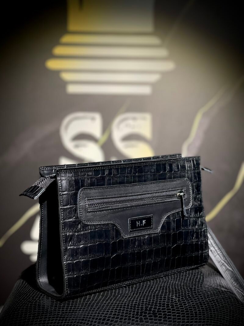 Black Croco-Leather Clutch - Image 4